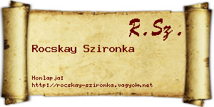 Rocskay Szironka névjegykártya